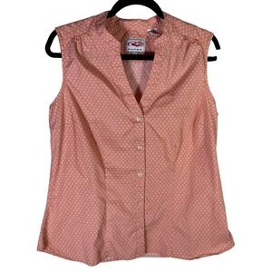Roper Womens Orange Geometric Floral Sleeveless Western Button Up Shirt XL